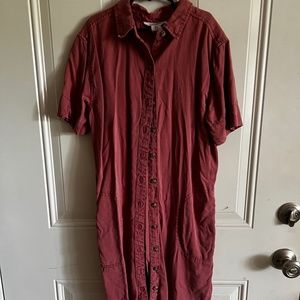 Lucky Button-Up Dusty Rose Dress
